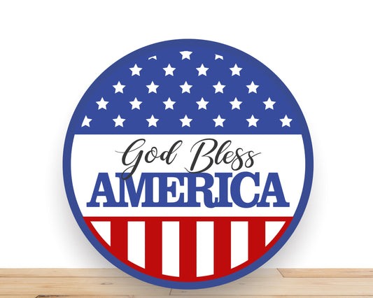 Patriotic Wreath Sign, God Bless America Round Metal Sign, Desert Wreath Signs