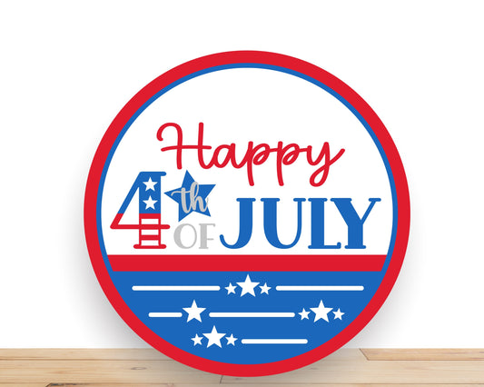 Patriotic Wreath Sign, Happy Forth Of July Round Metal Sign, Desert Wreath Signs