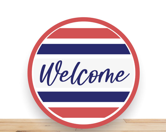 Patriotic Wreath Sign, Welcome Round Metal Sign, Desert Wreath Signs