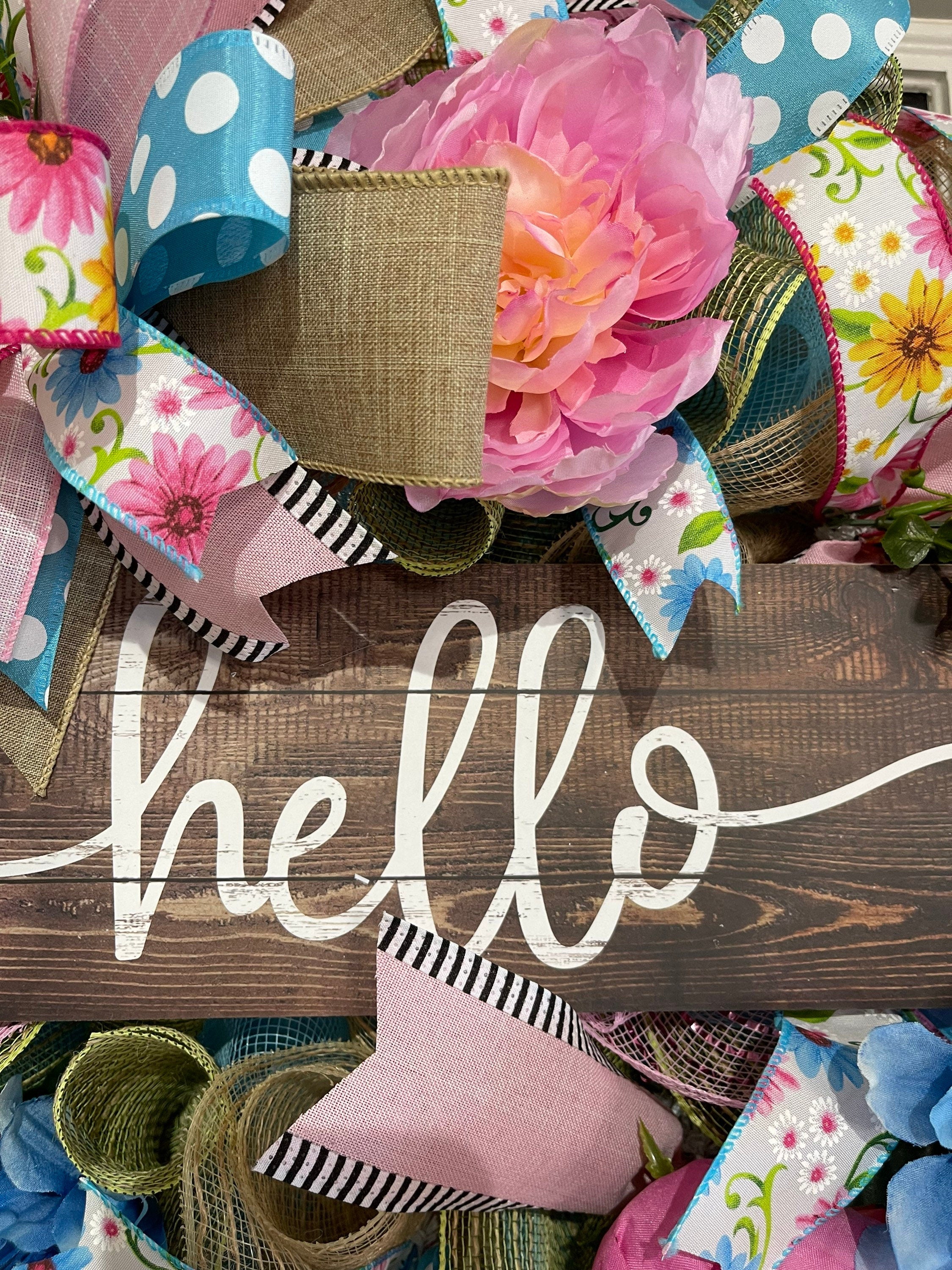 Spring Hello Wreath For Your Door, Spring Floral Wreath, Mother’s Day Wreath, Easter Wreath, Spring Decor