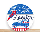 Patriotic Wreath Sign, America Truck Round Metal Sign, Desert Wreath Signs