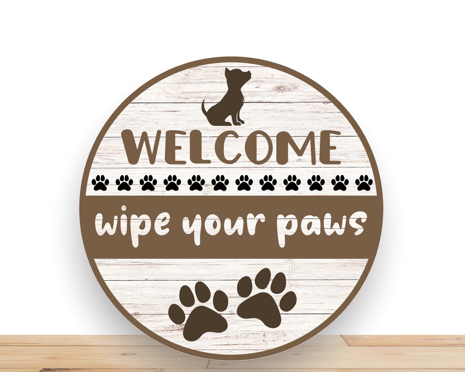 Welcome Dog Wreath Sign, Welcome Wipe Your Paws Round Metal Sign, Sign For Wreath, Desert Wreath Signs