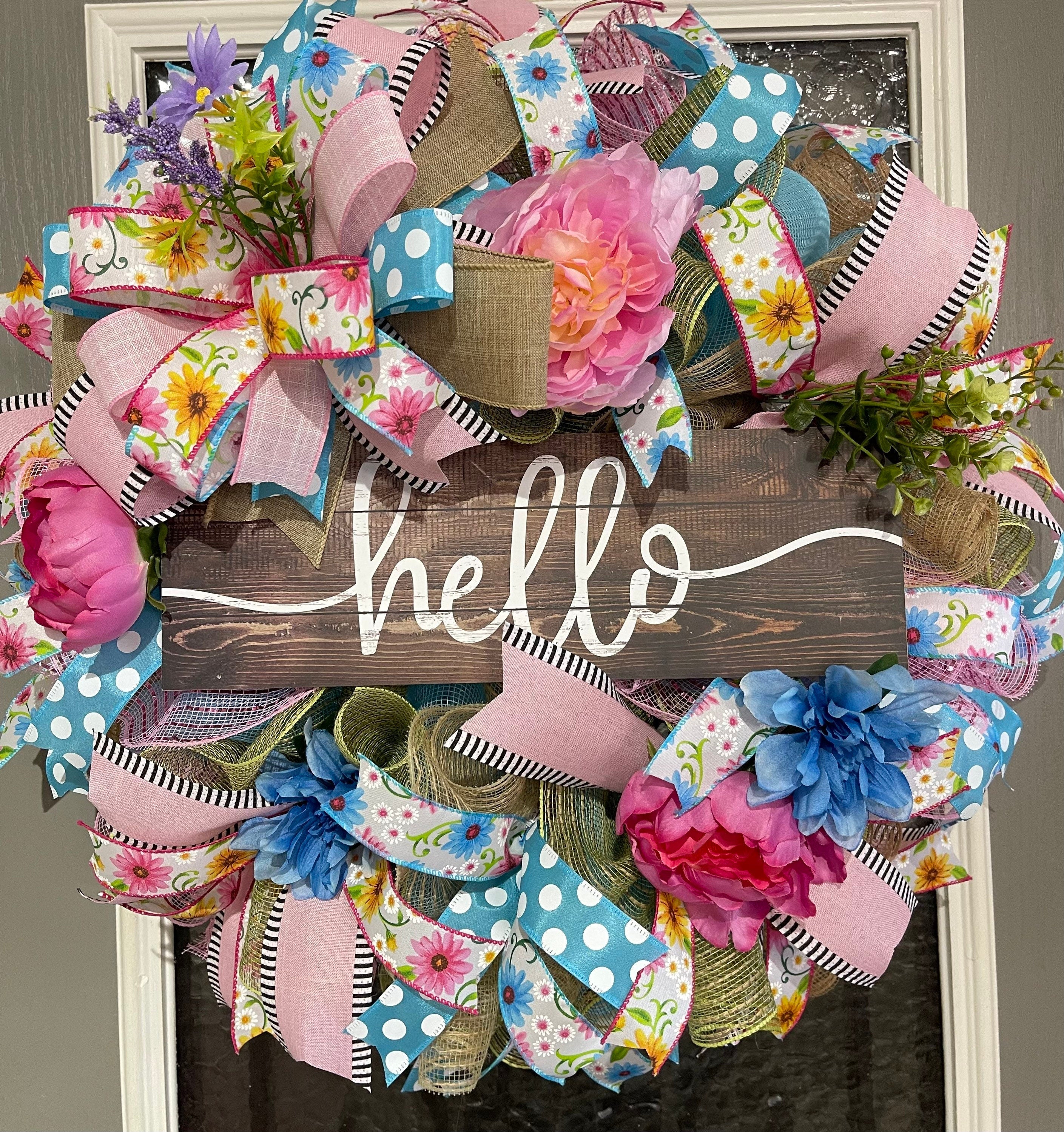 Spring Hello Wreath For Your Door, 