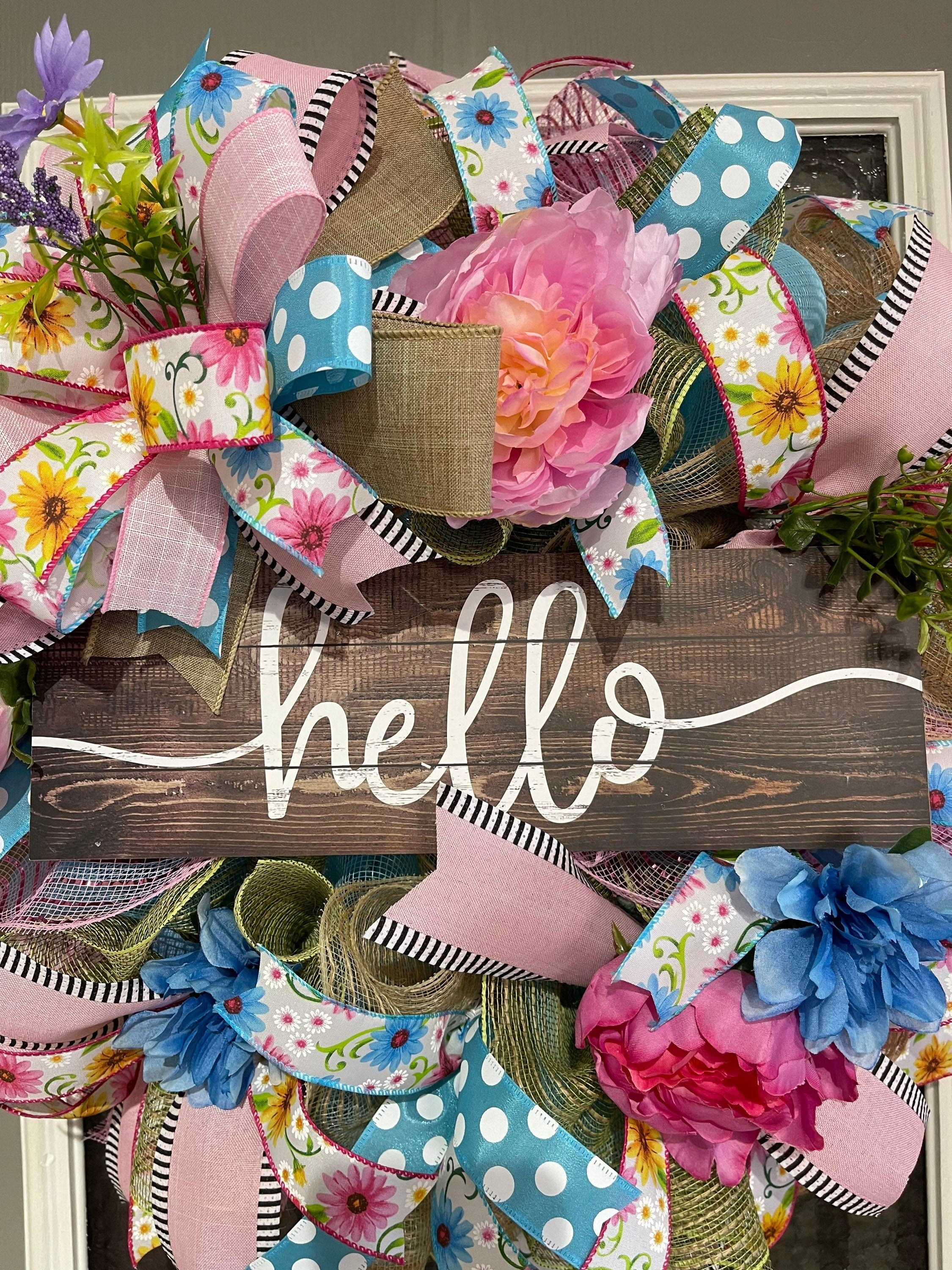 Spring Hello Wreath For Your Door, Spring Floral Wreath, Mother’s Day Wreath, Easter Wreath, Spring Decor