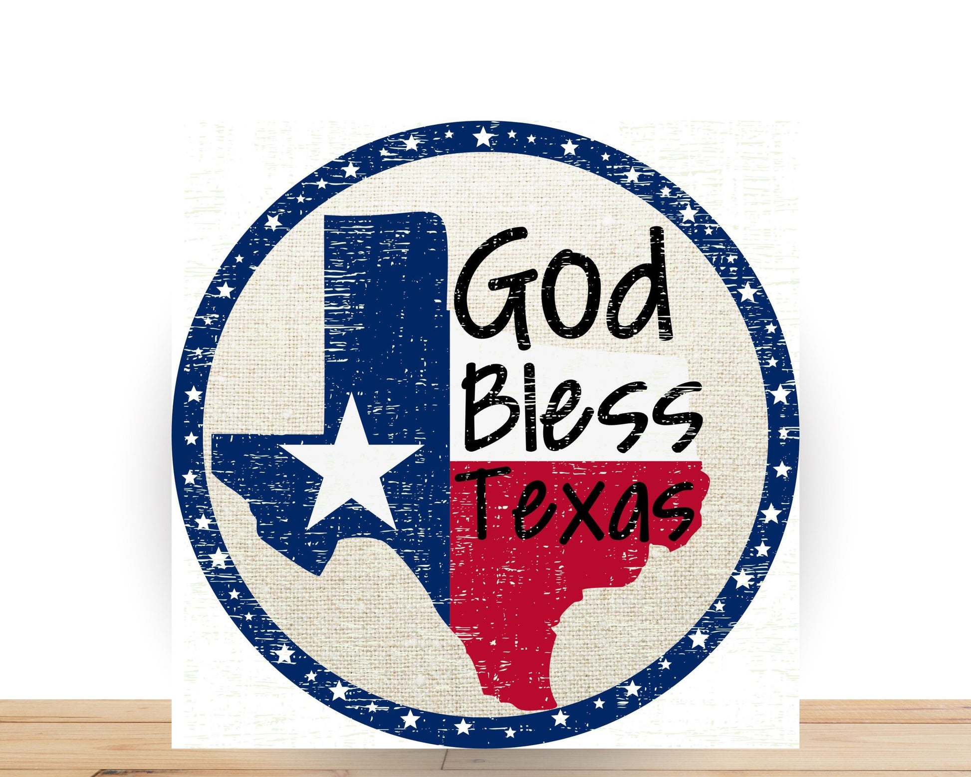 Patriotic Wreath Sign, God Bless Texas Round Metal Sign, Sign For Wreath, Desert Wreath Signs