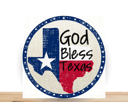 Patriotic Wreath Sign, God Bless Texas Round Metal Sign, Sign For Wreath, Desert Wreath Signs