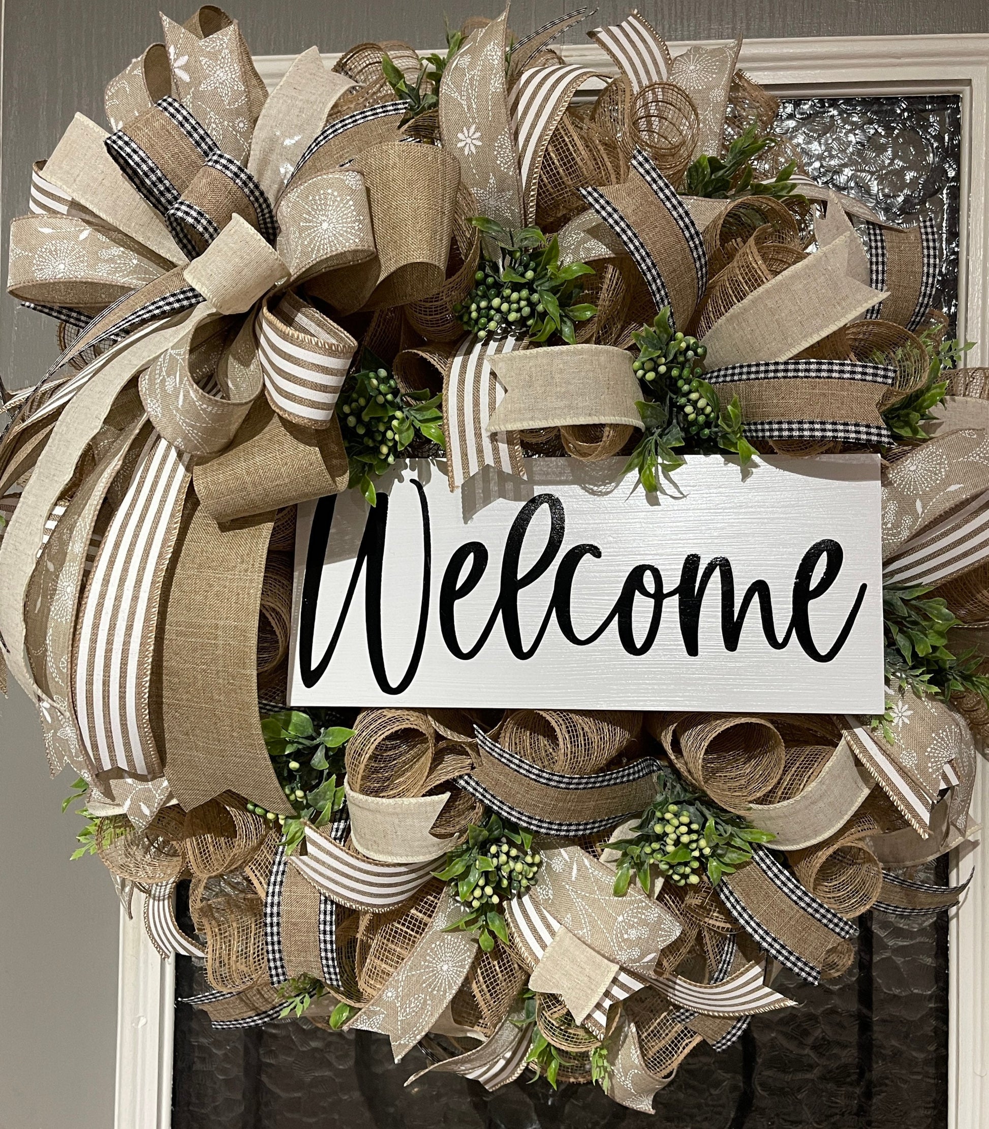 Neutral Wreath For Your Door, Everyday Wreath, Hobo Wreath, Natural Home Decor, Spring Decor