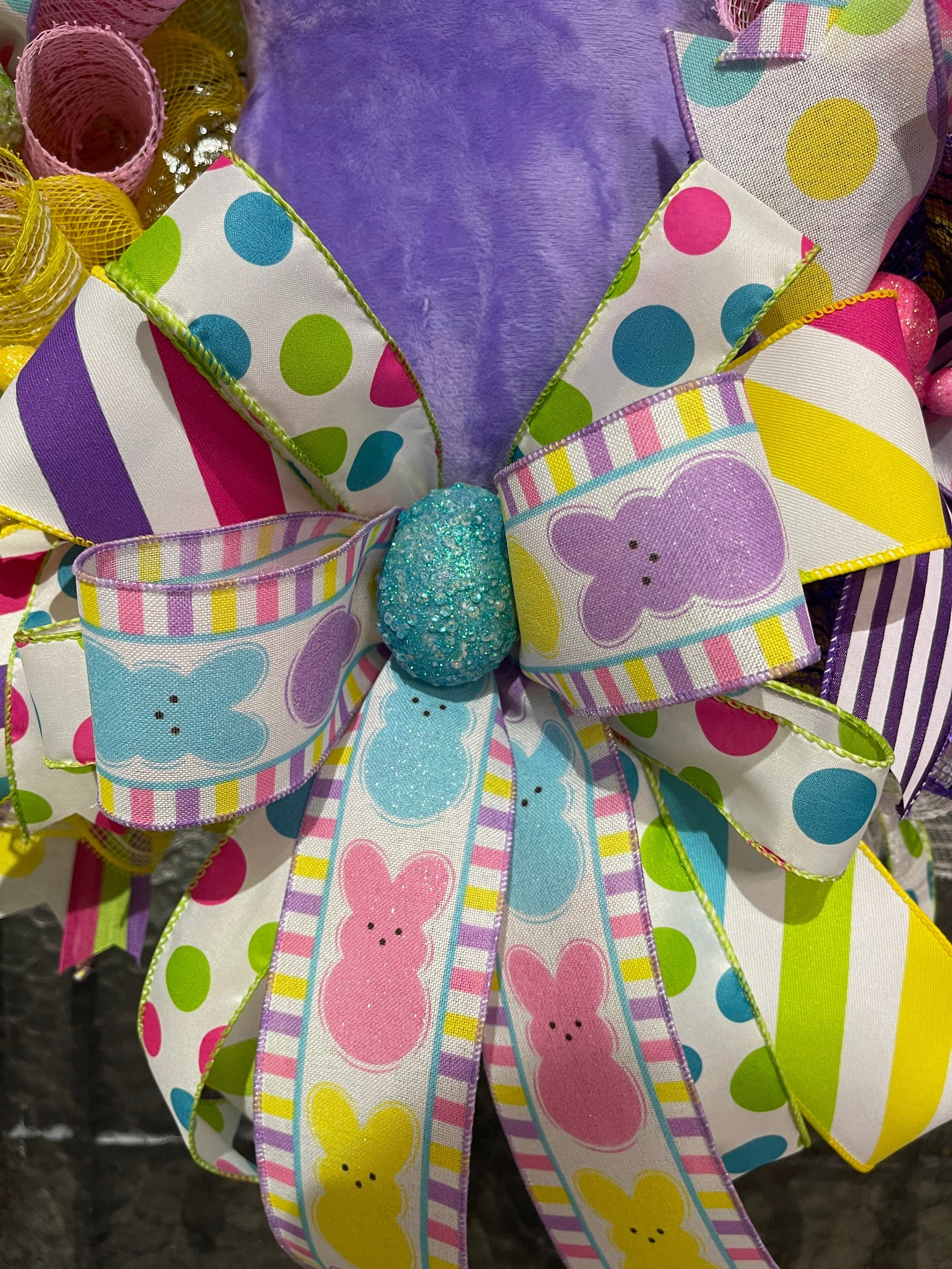 Easter Sugar Bunny -Wreath For Your Door, Purple Bunny Wreath, Easter Decor, Spring Decorations