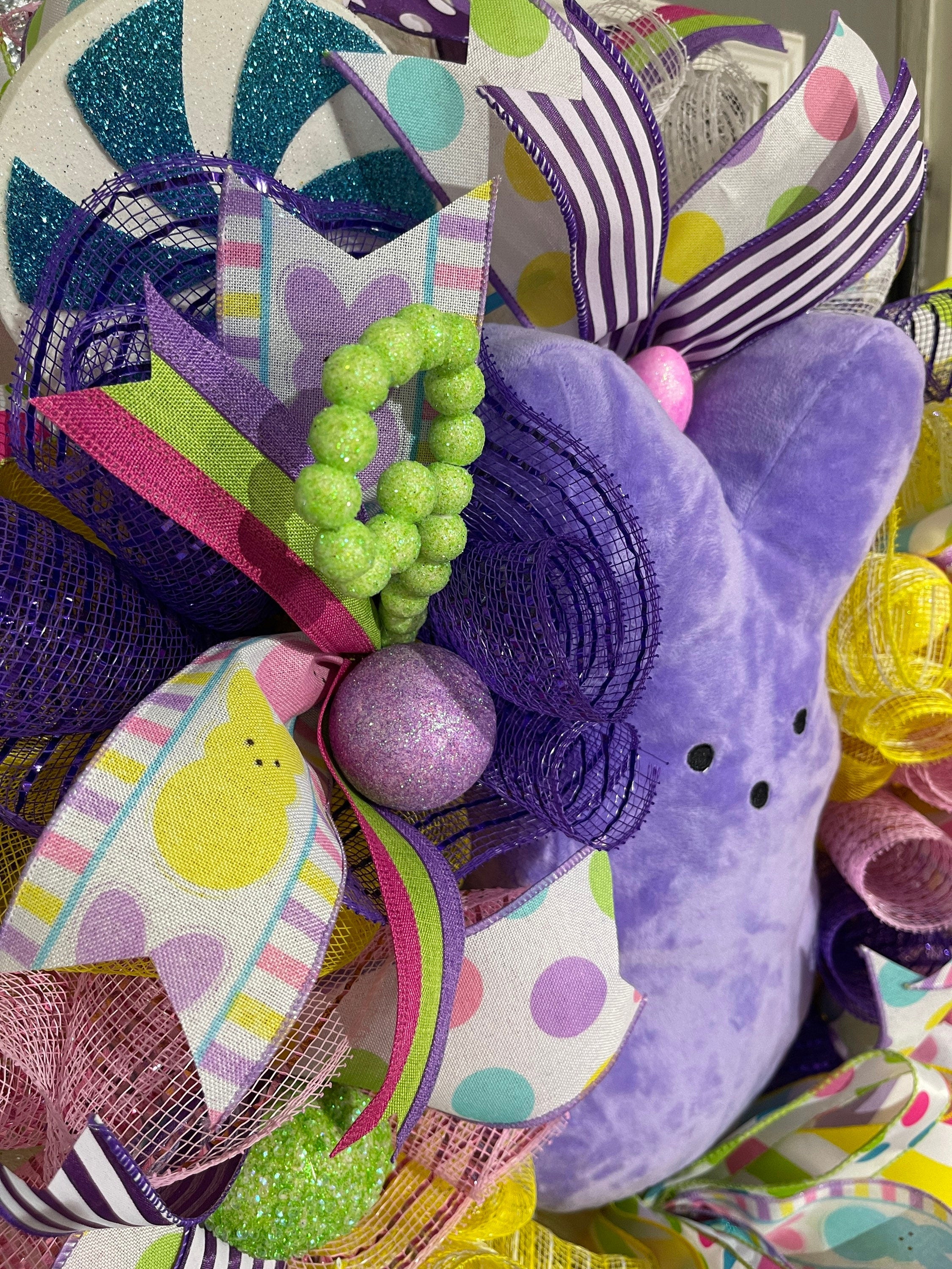 Easter Sugar Bunny -Wreath For Your Door, Purple Bunny Wreath, Easter Decor, Spring Decorations