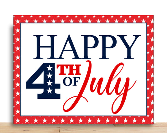 Patriotic Wreath Sign, Happy 4th Of July Rectangle Metal Sign, Desert Wreath Signs