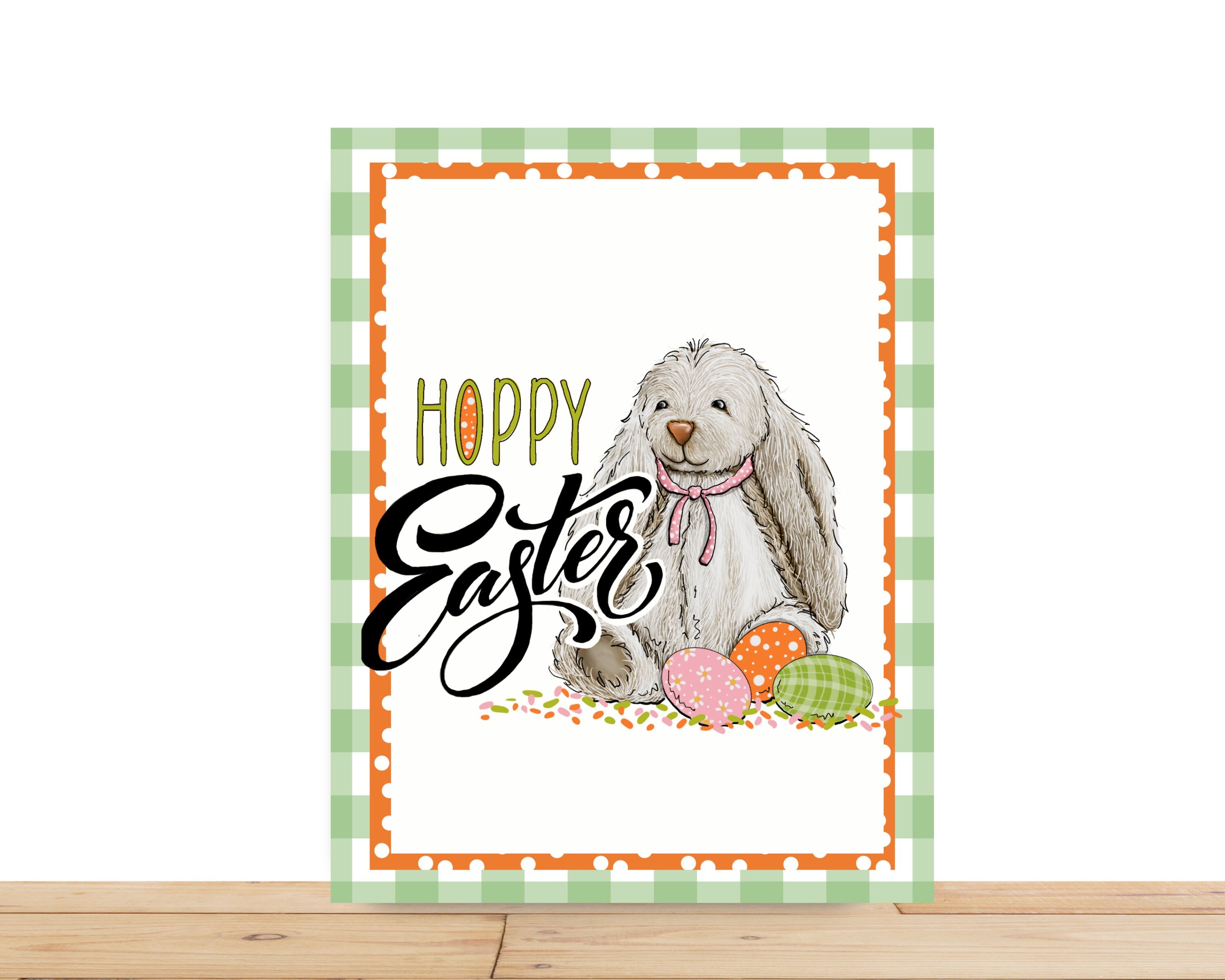 Easter Wreath Sign, Hoppy Easter Floppy Ear Bunny Rectangle Metal Sign, Sign For Wreath, Desert Wreath Signs