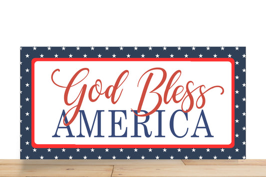 Patriotic Wreath Sign, God Bless America Rectangle Metal Sign, Sign For Wreath, Desert Wreath Signs