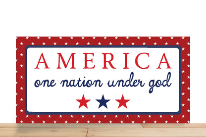 Patriotic Wreath Sign, America One Nation Under God Rectangle Metal Sign, Sign For Wreath, Desert Wreath Signs