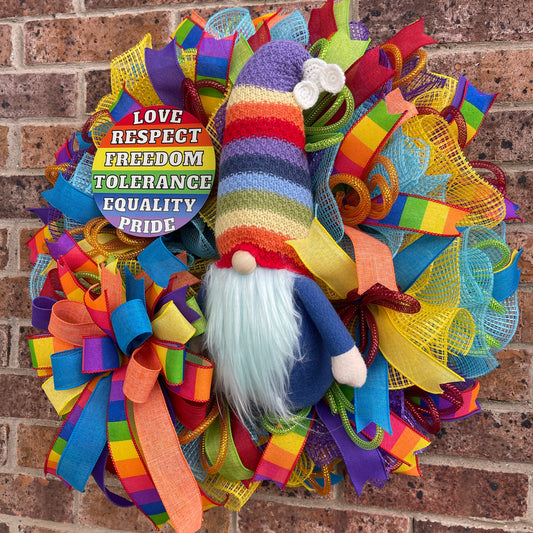 Gay Pride Wreath, LGBTQ Wreath, LGBTQIA Wreath, Rainbow Wreath, Everyday Wreath, Summer Decor, Spring Decor