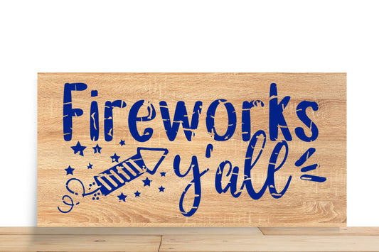 Patriotic Wreath Sign, Fireworks Y'all Rectangle Metal Sign, Sign For Wreath, Desert Wreath Signs