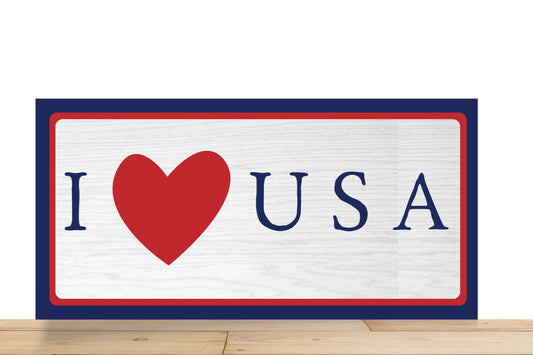 Patriotic Wreath Sign, I Love The USA Rectangle Metal Sign, Sign For Wreath, Desert Wreath Signs