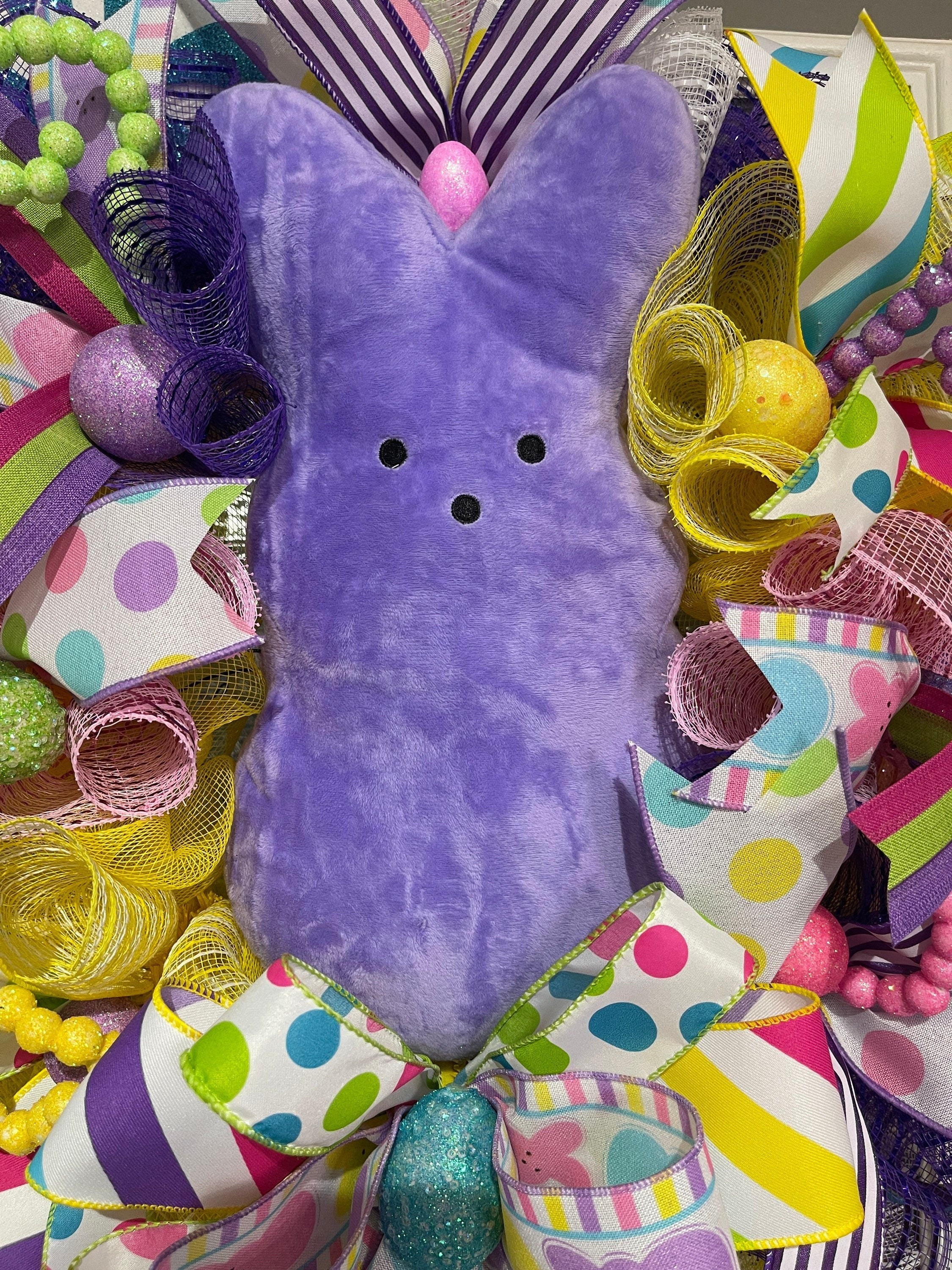 Easter Sugar Bunny -Wreath For Your Door, Purple Bunny Wreath, Easter Decor, Spring Decorations