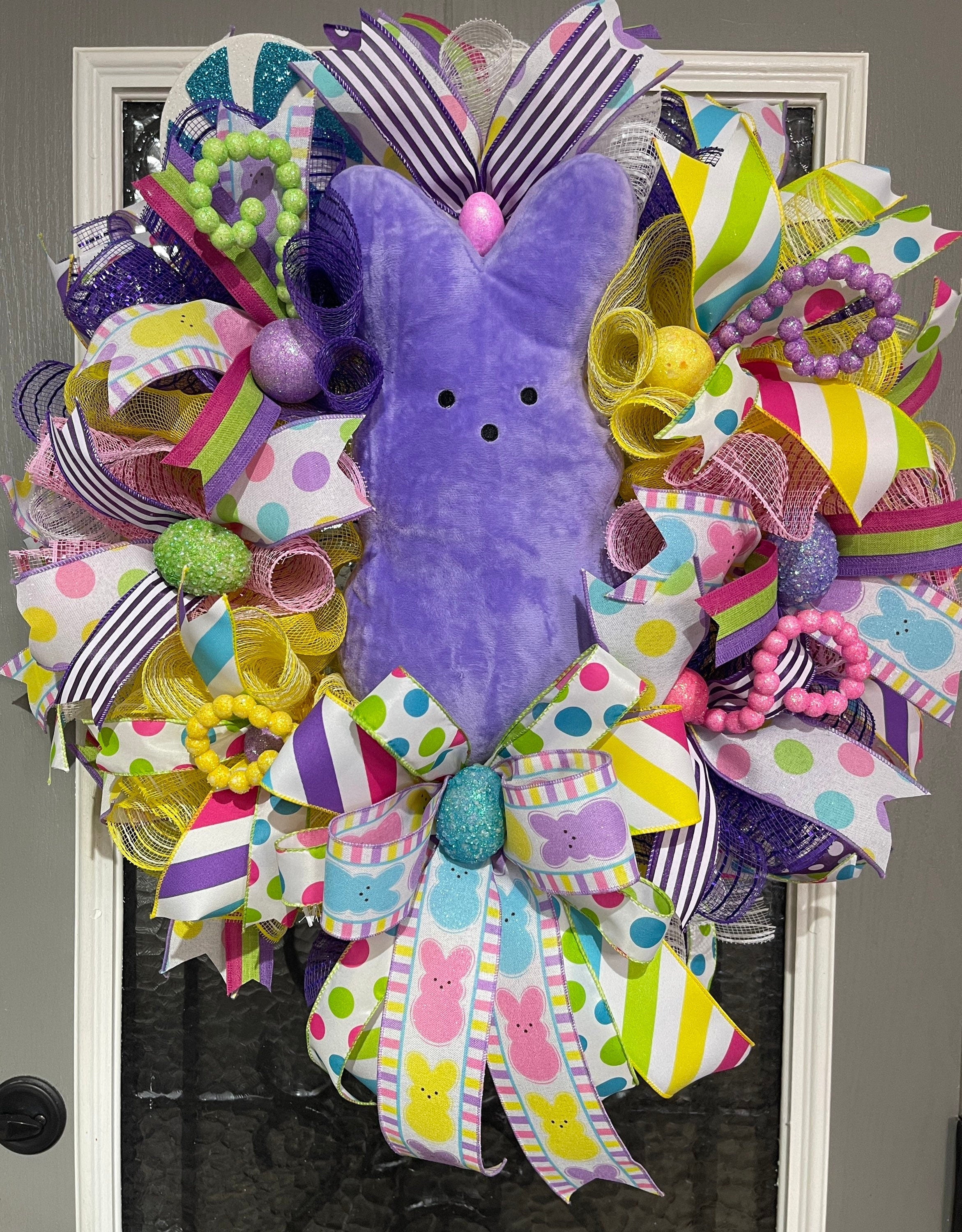 Easter Sugar Bunny -Wreath For Your Door, Purple Bunny Wreath, Easter Decor, Spring Decorations