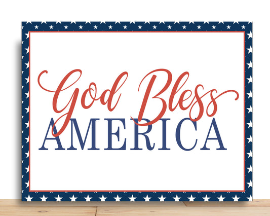 Patriotic Wreath Sign, God Bless America Rectangle Metal Sign, Desert Wreath Signs