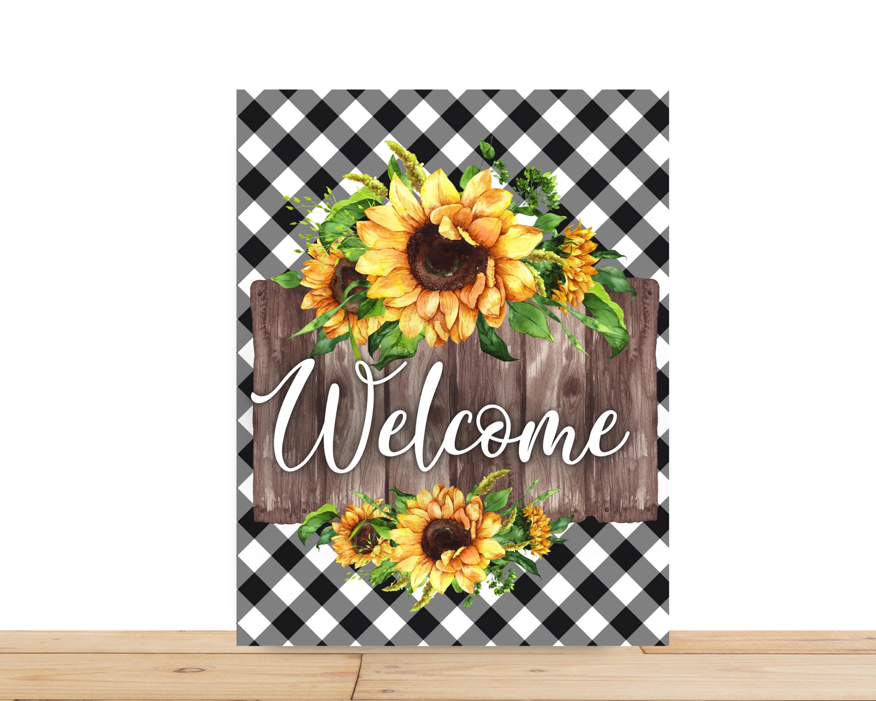 Summer Wreath Sign, Spring Wreath Sign, Welcome Sunflower Rectangle Metal Sign, Sign For Wreath, Desert Wreath Signs