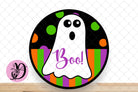 Halloween Wreath Sign, Boo Ghost Halloween Round Metal Sign, Sign For Wreath, Desert Wreath Signs