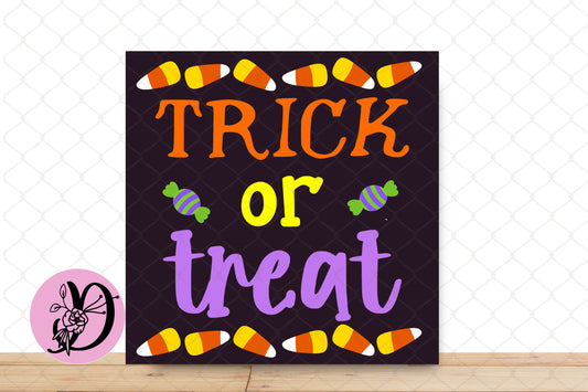 Halloween Wreath Sign, Trick Or Treat Cany Corn Halloween Rectangle Metal Sign, Sign For Wreath