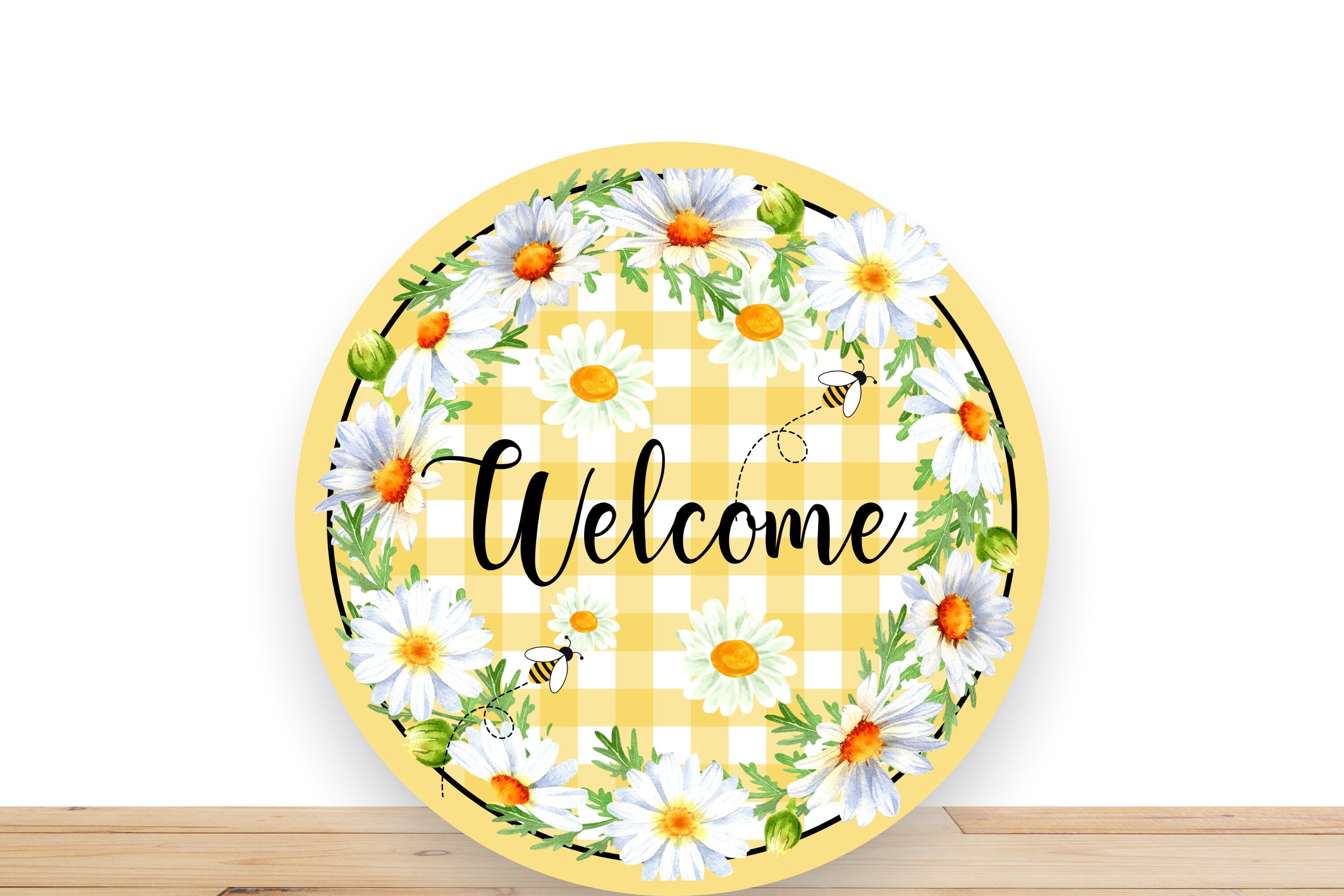 Daisy Wreath Sign, Welcome Round Metal Wreath Sign, Sign For Wreath, Desert Wreath Signs