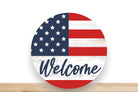 Patriotic Wreath Sign, Rustic Welcome Round Metal Sign, Sign For Wreath, Desert Wreath Signs
