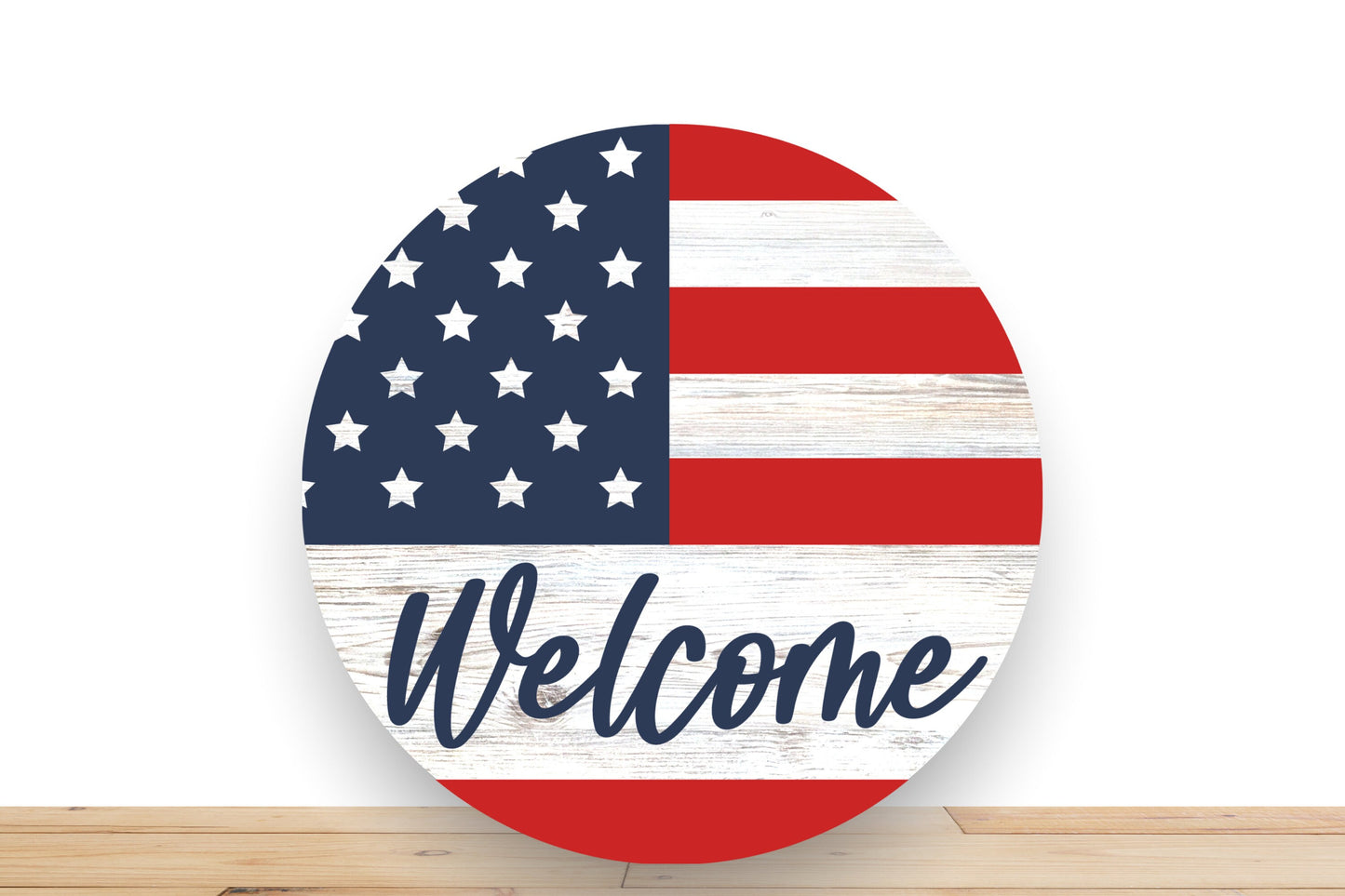 Patriotic Wreath Sign, Rustic Welcome Round Metal Sign, Sign For Wreath, Desert Wreath Signs