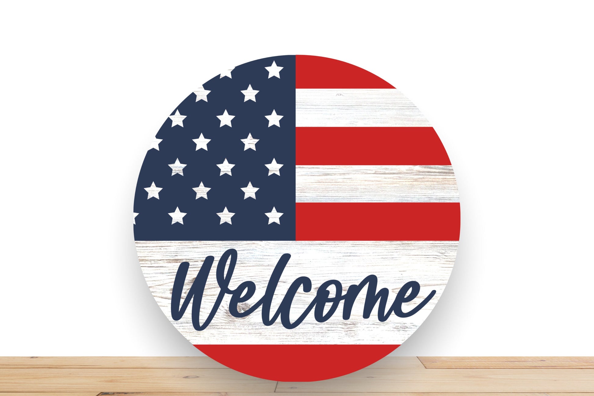 Patriotic Wreath Sign, Rustic Welcome Round Metal Sign, Sign For Wreath, Desert Wreath Signs