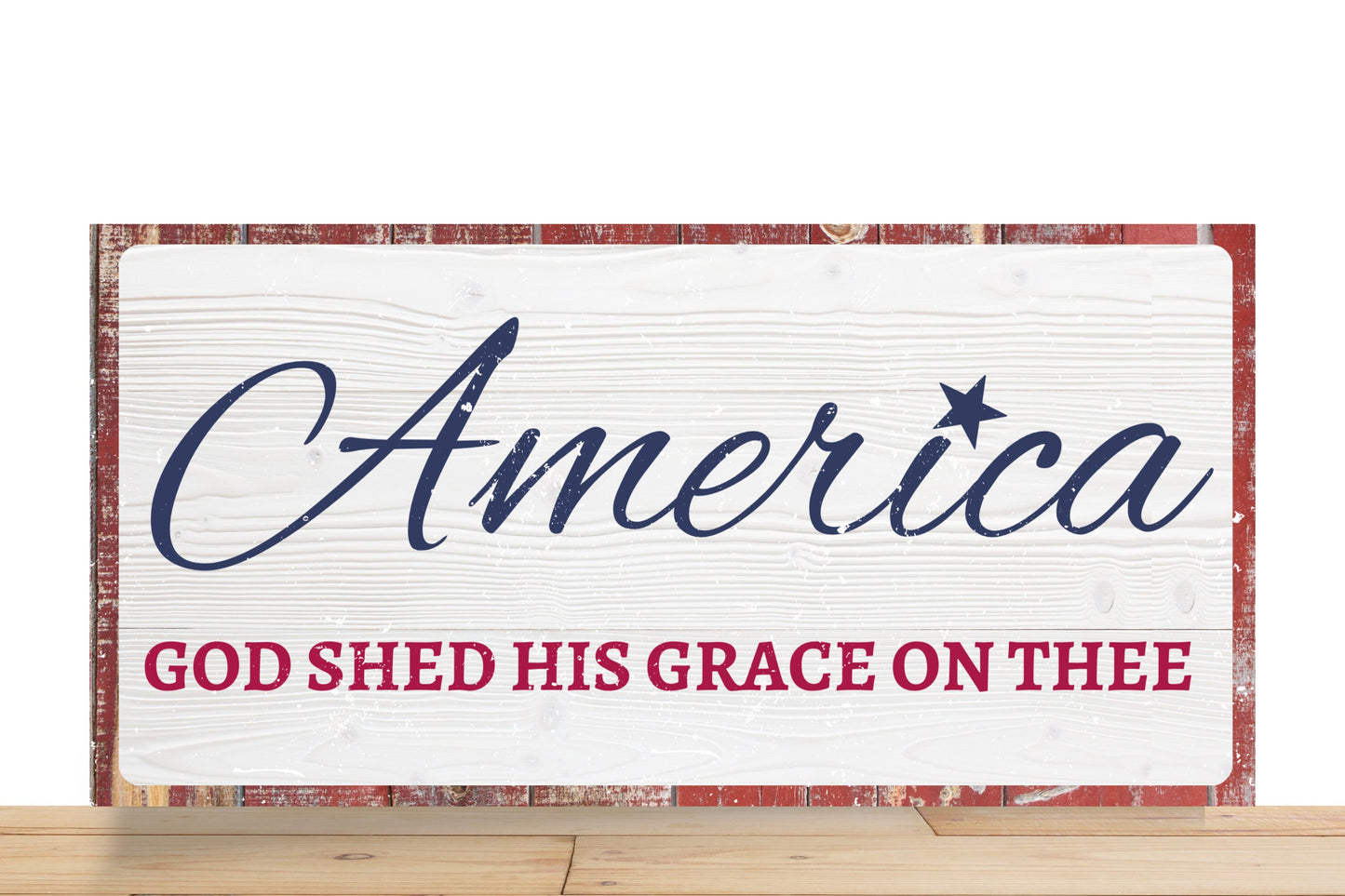 Patriotic Wreath Sign, God Shed His Grace On Thee Rectangle Metal Sign, Sign For Wreath, Desert Wreath Signs
