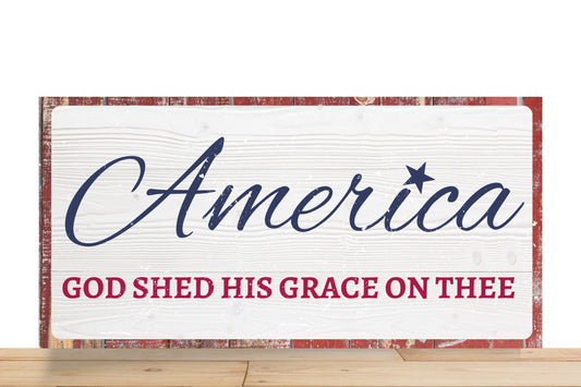 Patriotic Wreath Sign, God Shed His Grace On Thee Rectangle Metal Sign, Sign For Wreath, Desert Wreath Signs