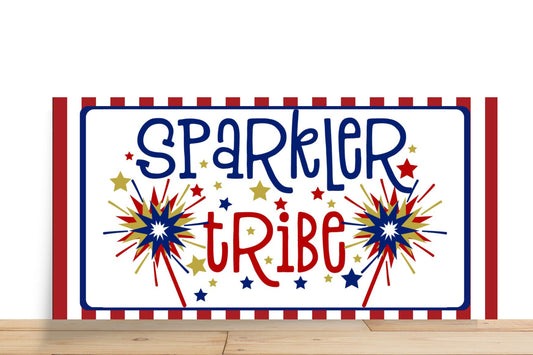 Patriotic Wreath Sign, Sparkler Tribe Rectangle Metal Sign, Sign For Wreath, Desert Wreath Signs