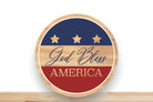 Patriotic Wreath Sign, God Bless America Round Metal Sign, Sign For Wreath, Desert Wreath Signs