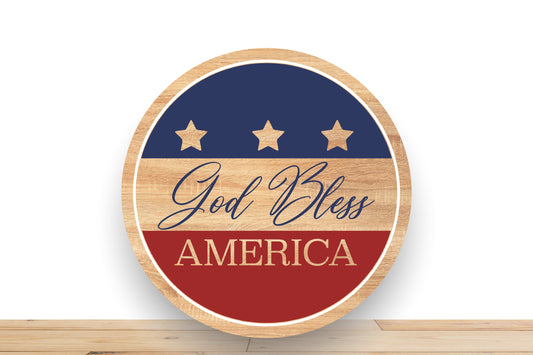 Patriotic Wreath Sign, God Bless America Round Metal Sign, Sign For Wreath, Desert Wreath Signs