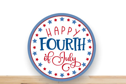 Patriotic Wreath Sign, Happy Fourth Of July Round Metal Sign, Sign For Wreath, Desert Wreath Signs