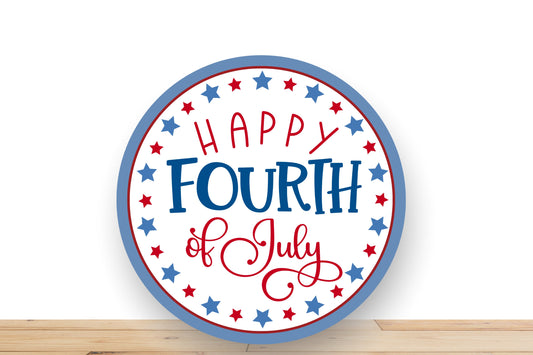 Patriotic Wreath Sign, Happy Fourth Of July Round Metal Sign, Sign For Wreath, Desert Wreath Signs