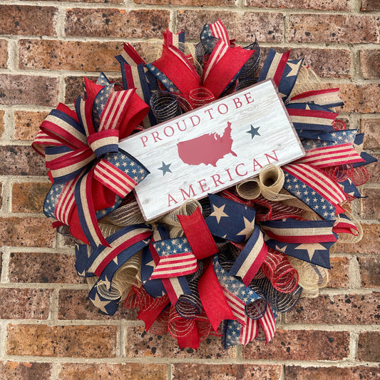 Patriotic Wreath, Proud To Be American Wreath, Memorial Wreath, fourth Of July Wreath, Veterans Day Wreath, Patriotic Décor