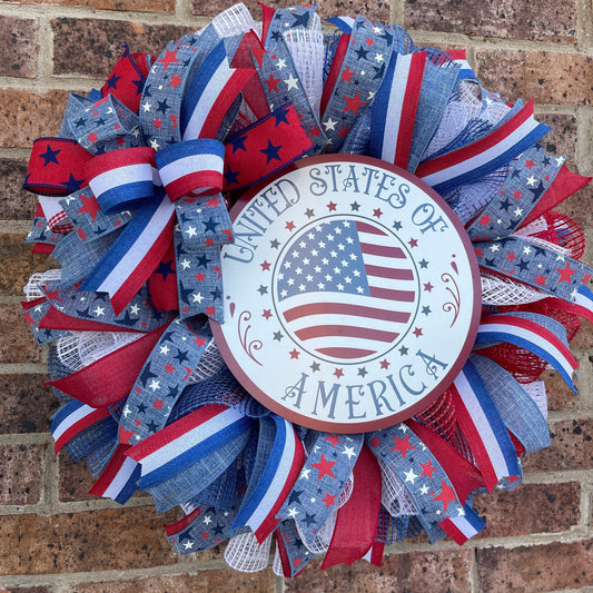 Patriotic Wreath, God Bless Texas Wreath, Summer Wreath, Spring Wreath, Everyday Wreath, Summer Decor, Spring Decor