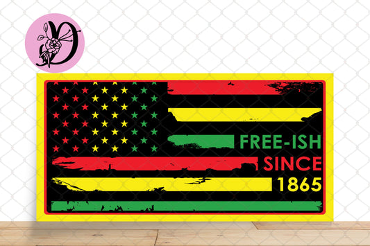 Juneteenth Wreath Sign, Free-ish Since 1865 Wreath Sign, Rectangle Metal Sign, Sign For Wreath, Cultural Sign