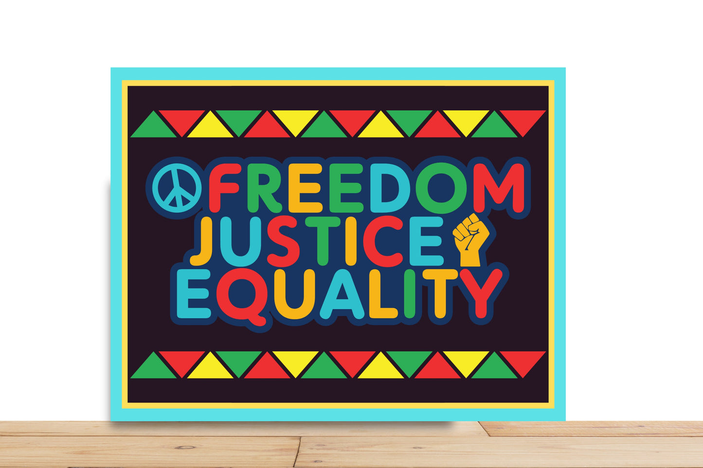 Juneteenth Wreath Sign, Freedom Justice And Equality Wreath Sign, Rectangle Metal Sign, Black History Wreath Sign