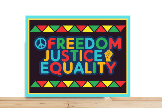Juneteenth Wreath Sign, Freedom Justice And Equality Wreath Sign, Rectangle Metal Sign, Black History Wreath Sign