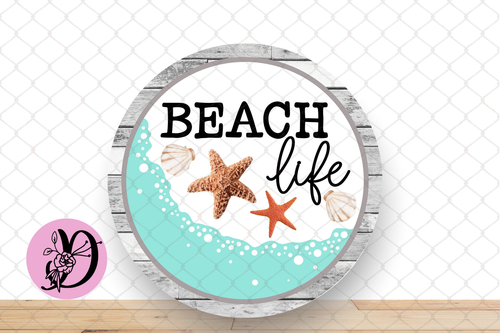 Beach Wreath Sign, Beach Life Round Metal Wreath Sign, Sign For Wreath, Desert Wreath Signs