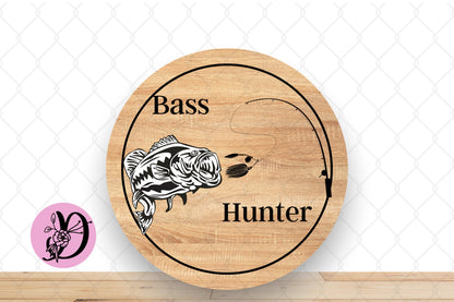 Hunting Wreath Sign, Bass Hunter Round Metal Sign, Sign For Wreath, Wreath Sign