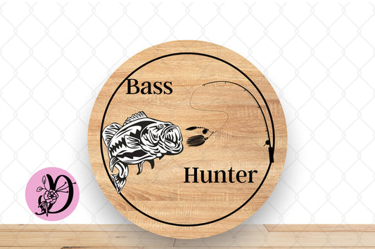Hunting Wreath Sign, Bass Hunter Round Metal Sign, Sign For Wreath, Wreath Sign