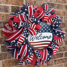 Patriotic Wreath, Welcome Wreath, Memorial Wreath, fourth Of July Wreath, Veterans Day Wreath, Patriotic Decor