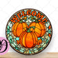 Fall Wreath Sign, Stained Glass Welcome Pumpkin Fall Round Metal Sign, Sign For Wreath, Desert Wreath Signs