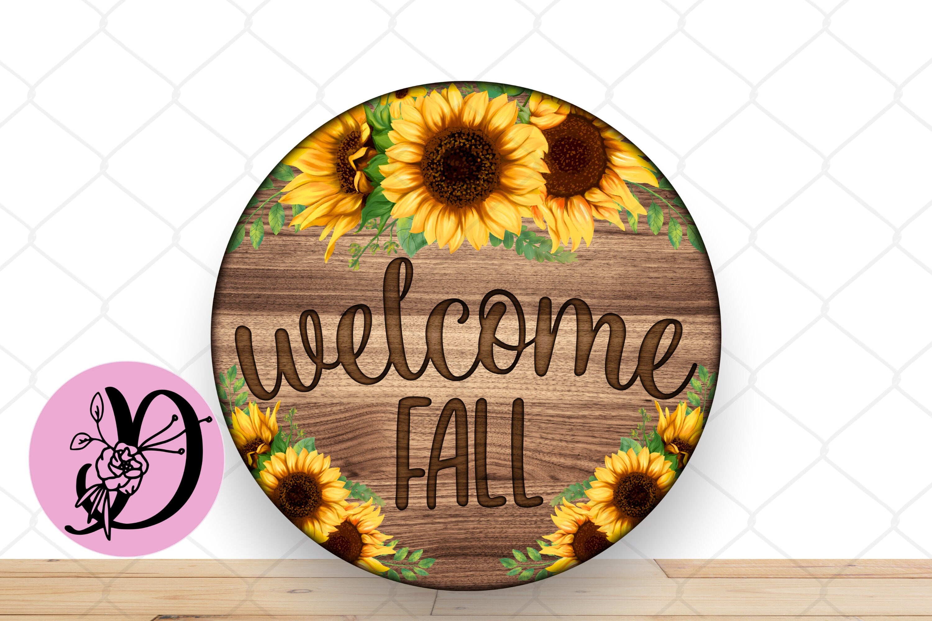 Fall Wreath Sign, welcome Fall Sunflower Round Metal Sign, Sign For Wreath, Desert Wreath Signs