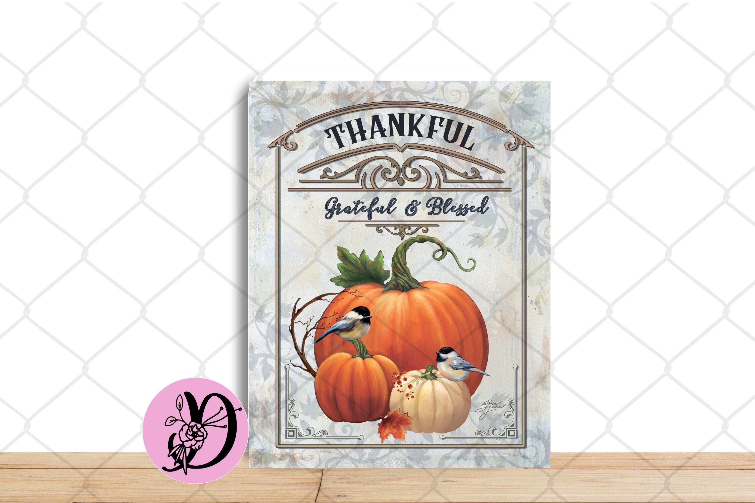 Fall Wreath Sign, Thankful Grateful and Blessed Fall Rectangle Metal Sign, Sign For Wreath, Wreath Sign