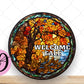 Fall Wreath Sign, Stained Glass Welcome Fall Round Metal Sign, Sign For Wreath, Desert Wreath Signs